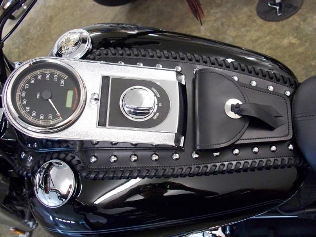 Harley Davidson Brown Python Texture Leather Gas Tank Panel Bib